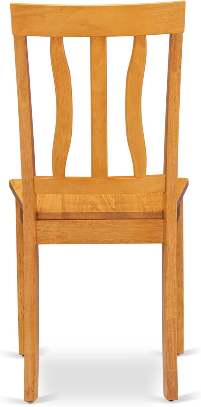 East West Furniture ANTI5-OAK-W 5 Piece Dining Room Table Set Includes a Round Wooden Table with Pedestal and 4 Kitchen Dining Chairs, 36x36 Inch, Oak