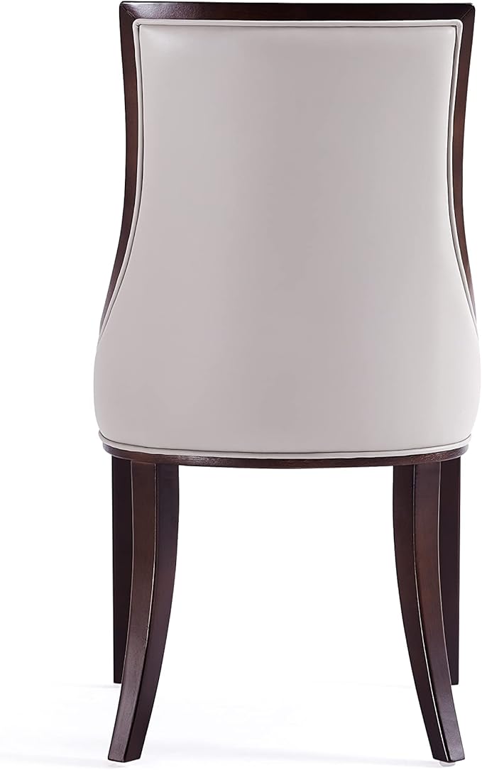 Manhattan Comfort Grand Avenue Faux Leather Dining Chairs, Parsons Accent Furniture with Padded Wingback Seat and Solid Beech Wood Frame, Set of 2, Light Grey