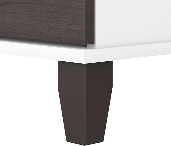 Bush Furniture Somerset 72W 3 Position Sit to Stand L Shaped Desk with Hutch in White and Storm Gray