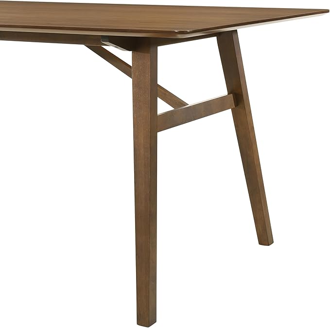 Armen Living Channell Mid Century Modern 7 Piece Walnut Wood Dining Table Set with Charcoal Fabric