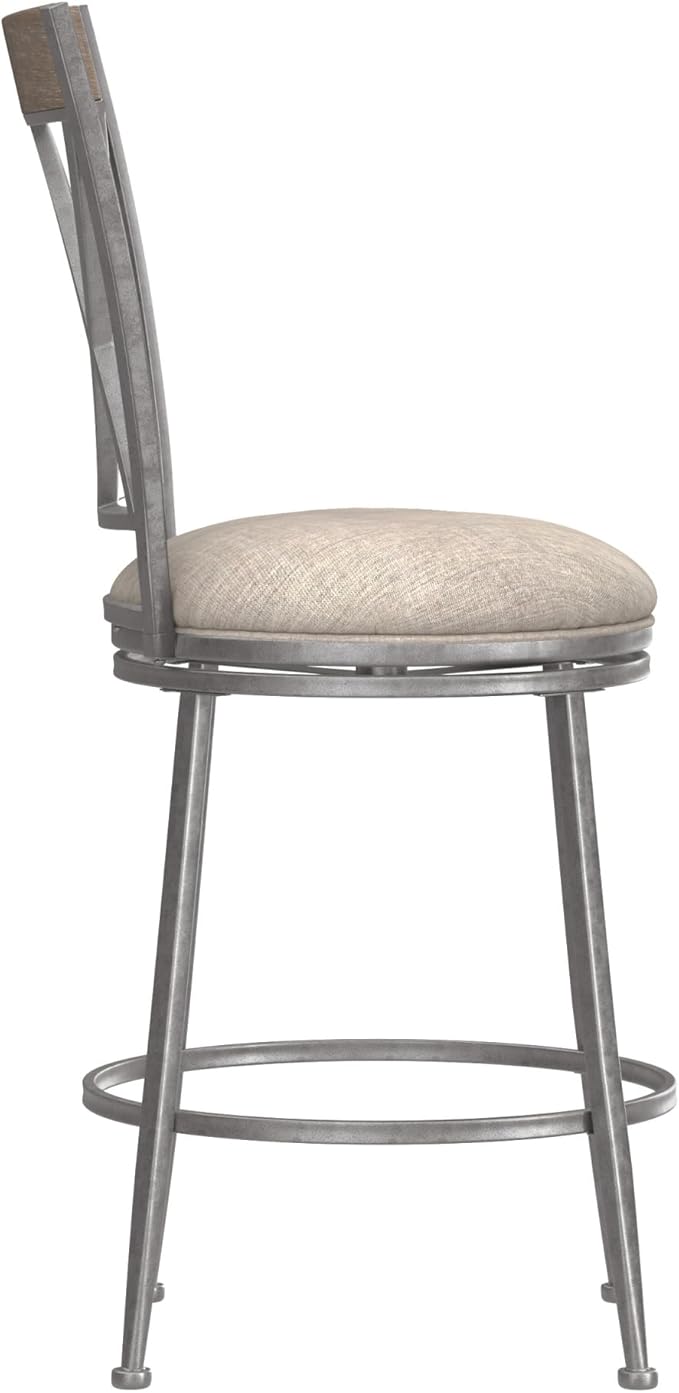 Hillsdale Stewart Indoor/Outdoor Swivel Counter Height Stool, Aged Pewter