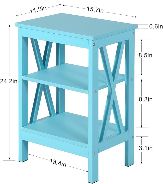 VECELO Modern Nightstands X-Design Side End Table Night Stand with Storage Shelf for Bedroom,Living Room,