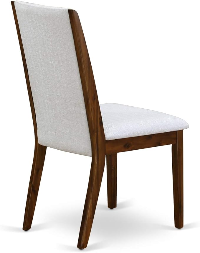 East West Furniture ANLA5-ANA-05 5 Piece Dining Room Table Set Includes a Round Kitchen Table with Pedestal and 4 Grey Linen Fabric Parson Dining Chairs, 36x36 Inch, Natural