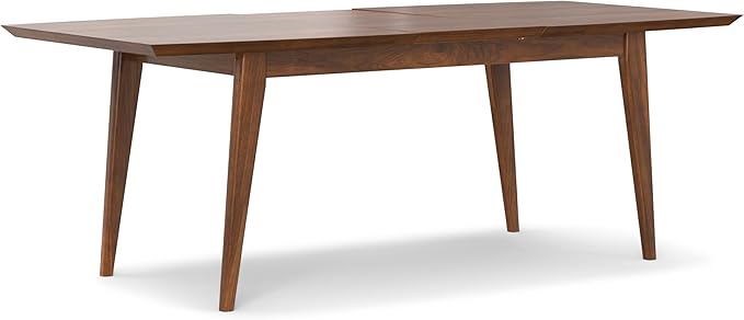 SIMPLIHOME Draper Extendable Dining Table, Solid Wood Walnut Veneer in Walnut, 66-84 x 40 inches, Mid-Century Modern-Style Rectangular Expandable Kitchen Table with Butterfly Leaf for 6+ People