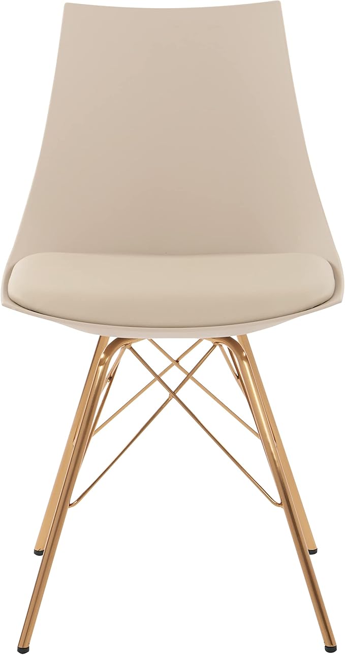 OSP Home Furnishings Oakley Mid-Century Modern Bucket Chair,Faux Leather, Cream