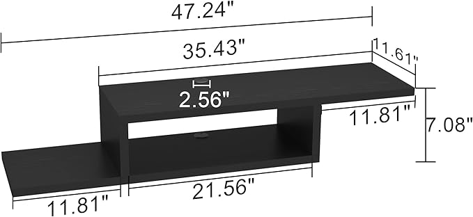 ChooChoo Floating TV Unit, Wall Mount Entertainment Center Media Console for Living Room, Bedroom, Black