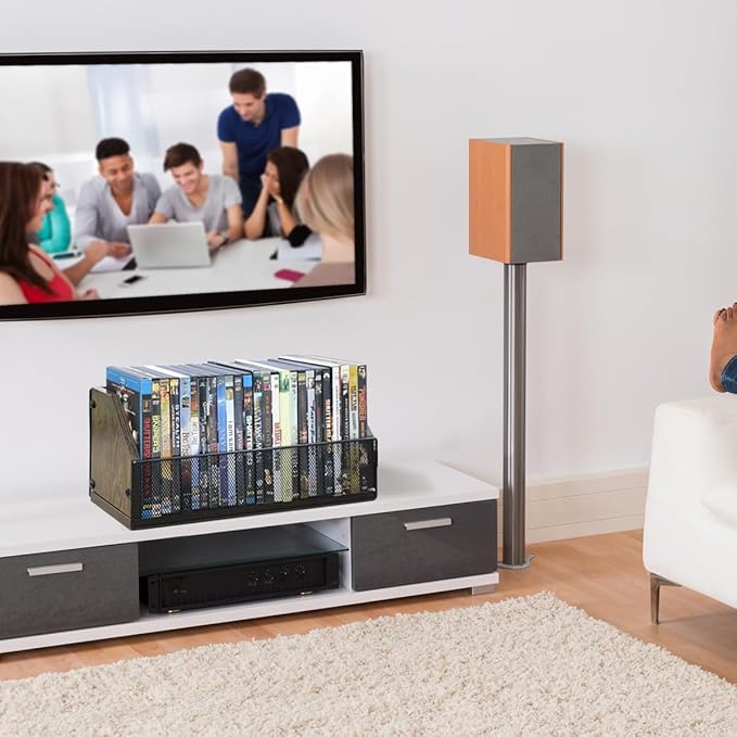 CD Storage Rack - CD Storage Case Holds 38 Full Case CDs, 76 Slim Case CDs, Desktop or Closet CD Stand, CD Display for Blu-Ray | Video Game Cases | Papers | Cards