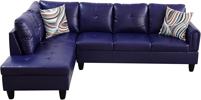 NicBex Sectional Couch 3 Pieces Sofa Set with Right Chaise Faux Leather L Shaped Cloud Couch for Living Room Furniture Sets with Storage Ottoman, Modular Sofa for Living Room & Apartment, Indigo
