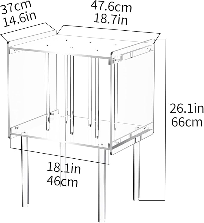 Acrylic Record Player Stand, with Vinyl Storage, Clear Acrylic Side Table (Clear)