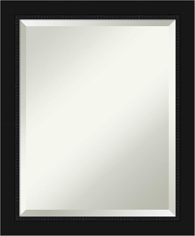 Amanti Art Black Bathroom Mirror for Over Sink, 23x19 Avon Black Rectangle Vanity Mirror, Small Casual Frame, Hangs Horizonally and Vertically, Bathroom Wall Decor, Beveled Edge
