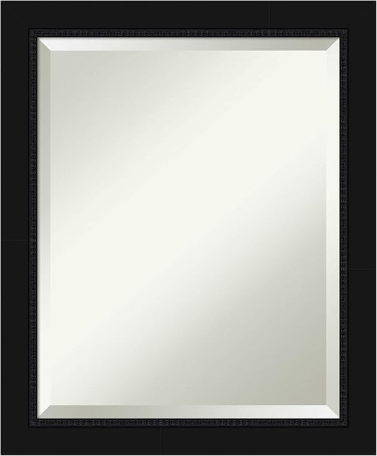 Amanti Art Black Bathroom Mirror for Over Sink, 23x19 Avon Black Rectangle Vanity Mirror, Small Casual Frame, Hangs Horizonally and Vertically, Bathroom Wall Decor, Beveled Edge