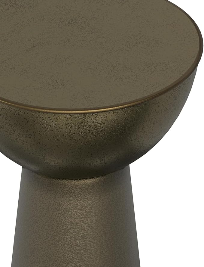 SIMPLIHOME Surrey Contemporary Modern 12 inch Wide Metal Side Table in Antique Gold, Fully Assembled for The Living Room and Bedroom