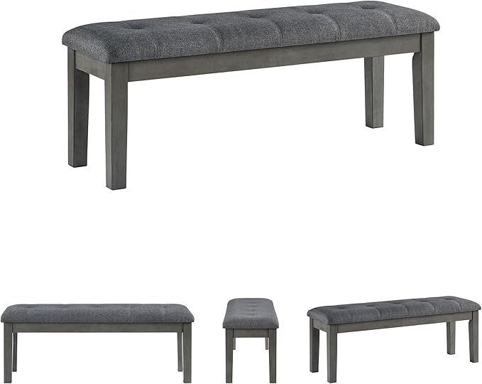 Signature Design by Ashley Hallanden Rustic Tufted Upholstered Dining Room Bench, Gray