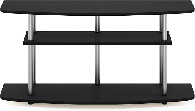 Furinno Frans Turn-N-Tube TV Stand for TV Size up to 43 Inch, 3-Tier, Black Oak