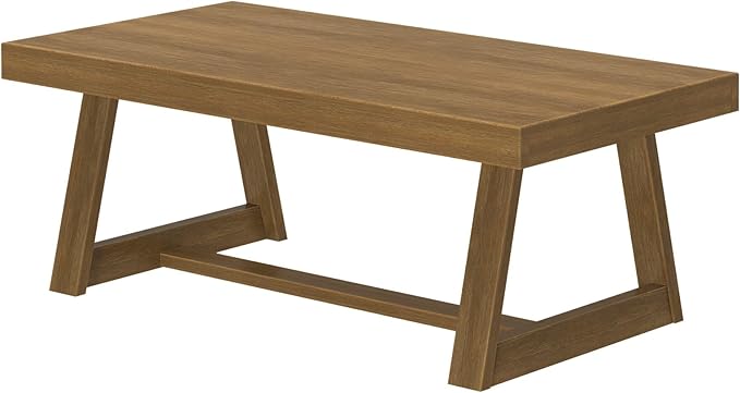 Plank+Beam Classic Rectangular Coffee Table, 48 Inch Farmhouse Coffee Table, Mini Center Tables for Small Spaces, Small Living Space Tea Table, Pecan Wirebrush