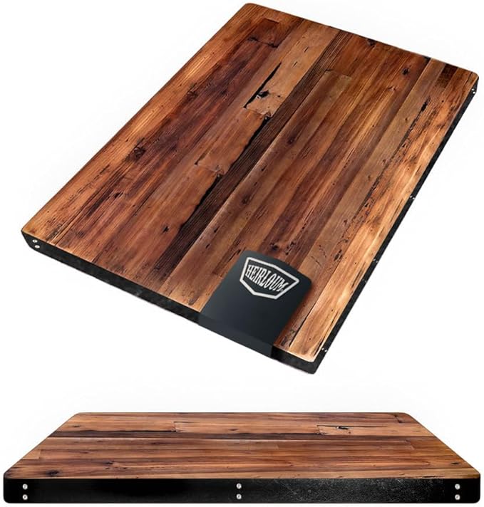 Reclaimed Wood Table Top - Rustic Recycled Solid Wooden Piece Perfect for Counters, Kitchens, Dining and Coffee Table Tops (Reclaimed Wood Table Top with Metal Edge, 24" x 42")