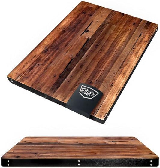 Reclaimed Wood Table Top - Rustic Recycled Solid Wooden Piece Perfect for Counters, Kitchens, Dining and Coffee Table Tops (Reclaimed Wood Table Top with Metal Edge, 24" x 42")