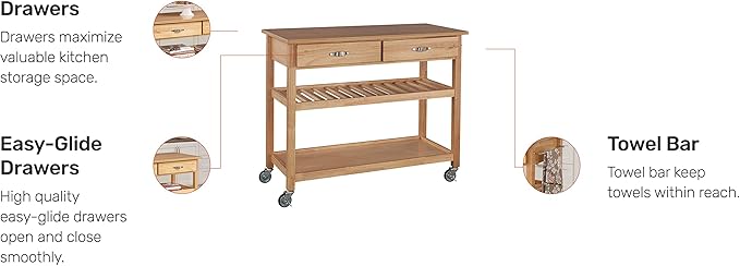 Homestyles General Line Natural Mobile Kitchen Cart