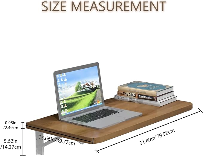 Pmnianhua 31'' Wall Mounted Drop Leaf Table, Folding Table, Fold Down Wall Desk, Floating Desk for Home Office, Small Space (Walnut)