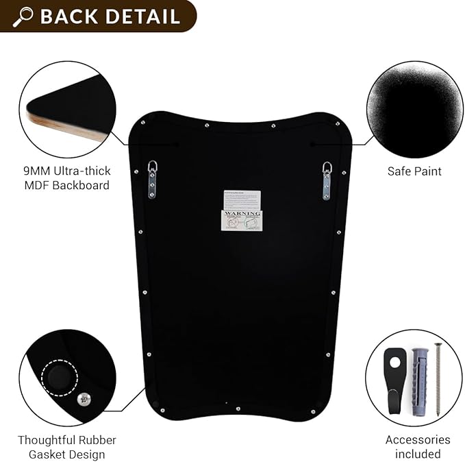 ANDY STAR Matte Black Bathroom Vanity Mirror, 22x30 Inch Irregular Mirror for Wall, Asymmetrical Mirror for Bathroom, Unique Shape Decorative for Powder Room, Entryway