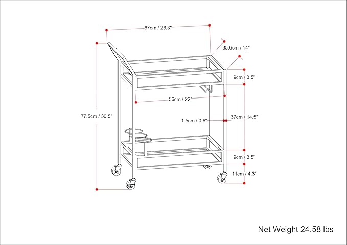 SIMPLIHOME Watts Modern 26 inch Wide Bar Cart in Chrome for the Living room, dining room and kitchen