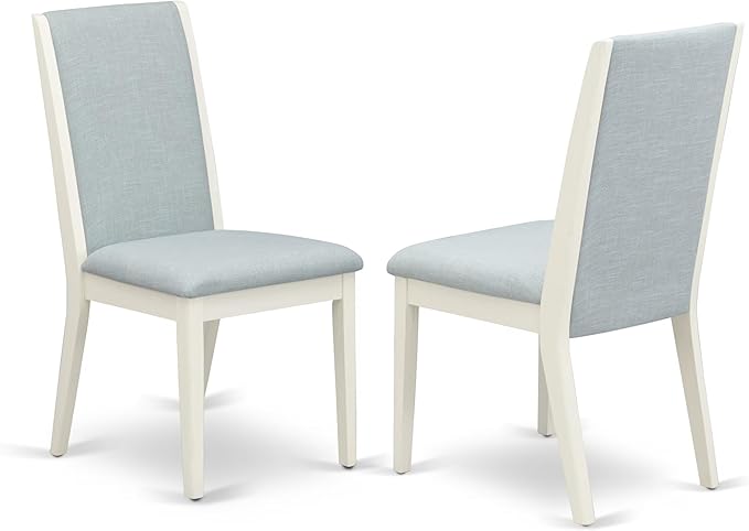 East West Furniture V027LA015-5 5 Piece Dining Room Table Set Includes a Rectangle Kitchen Table with V-Legs and 4 Baby Blue Linen Fabric Parson Dining Chairs, 40x72 Inch, Multi-Color