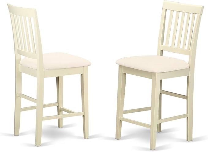 East West Furniture YAVN5-WHI-C 5 Piece Kitchen Counter Set Includes a Rectangle Dining Room Table and 4 Linen Fabric Upholstered Dining Chairs, 30x48 Inch, Buttermilk & Cherry