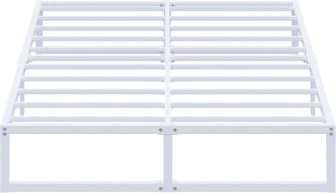 EMODA 12 Inch Full Size Bed Frame, Metal Platform White Bed Frame Full No Box Spring Needed, Heavy Duty Steel Slats Support, Easy Assembly, Noise Free