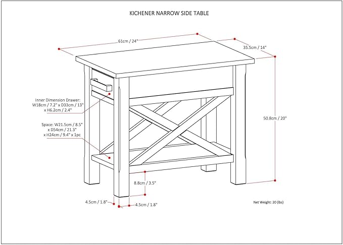 SIMPLIHOME Kitchener SOLID WOOD 14 inch Wide Rectangle Contemporary Narrow Side Table in Farmhouse Grey for the Living Room and Bedroom