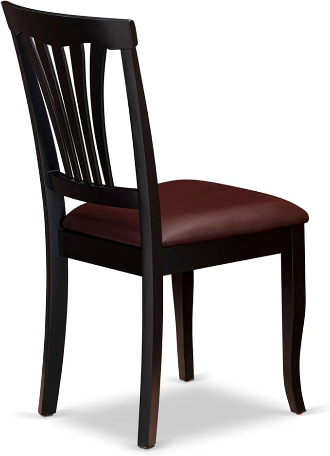 East West Furniture HLAV3-BCH-LC 3 Piece Dinette Set for Small Spaces Contains a Round Dining Table with Pedestal and 2 Faux Leather Dining Room Chairs, 42x42 Inch, Black & Cherry