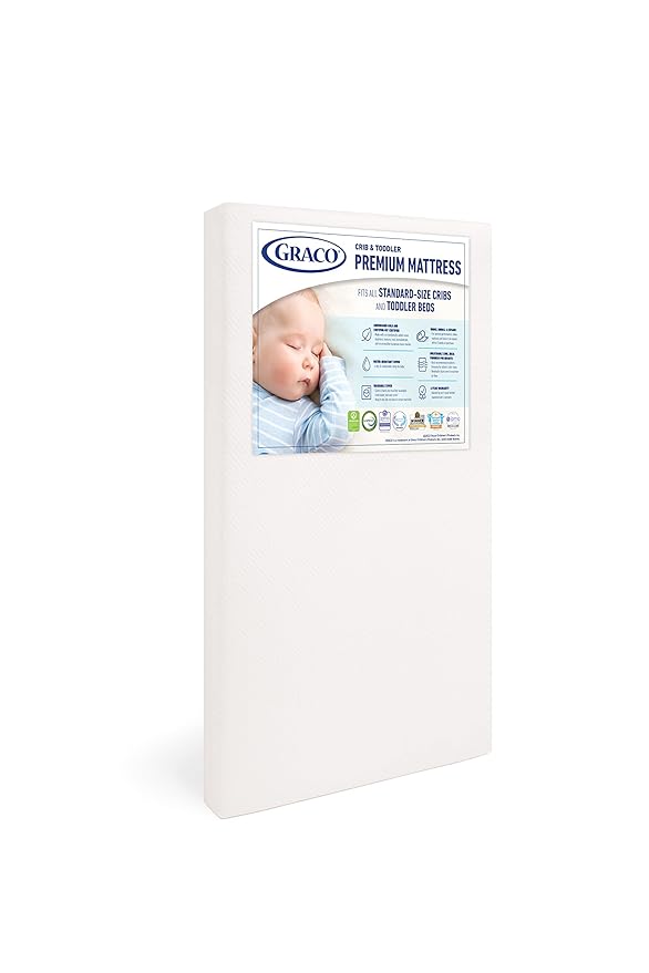 Graco Benton 5 in 1 Convertible Crib (GREENGUARD Gold Certified) with Premium Foam Crib and Toddler Mattress Included - Gray, Converts from Baby Crib to Toddler Bed, Daybed and Full-Size Bed