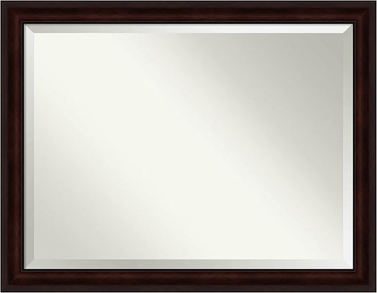 Amanti Art Brown Bathroom Mirror for Over Sink, 35x45 Coffee Bean Brown Rectangle Vanity Mirror, X-Large Casual Frame, Hangs Horizonally and Vertically, Bathroom Wall Decor, Beveled Edge from WI, USA