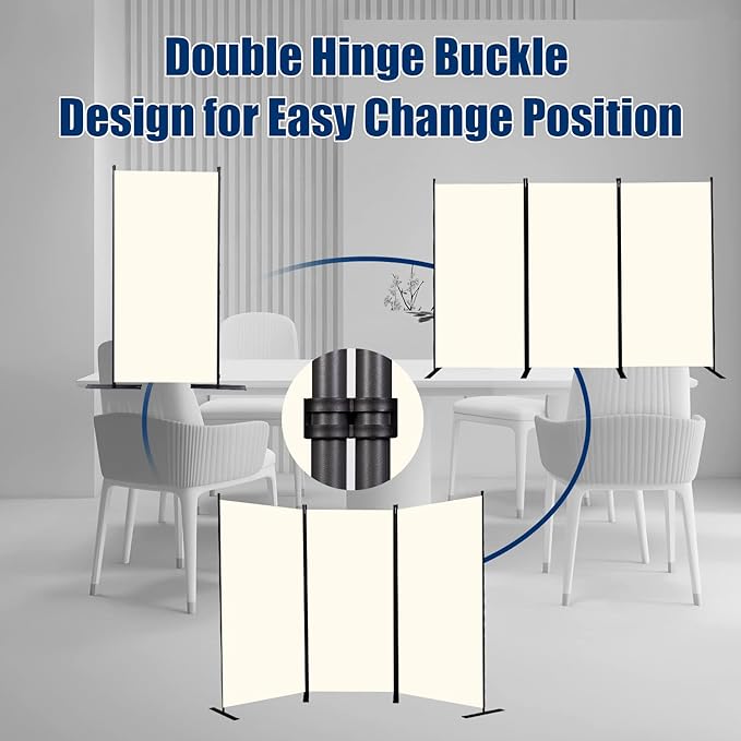 Room Divider 6FT Portable Room Dividers and Folding Privacy Screens, 102'' W Fabric Divider for Room Separation, 3 Panel Partition Room Dividers Freestanding Wall Divider Screen for Dorm Studio Office