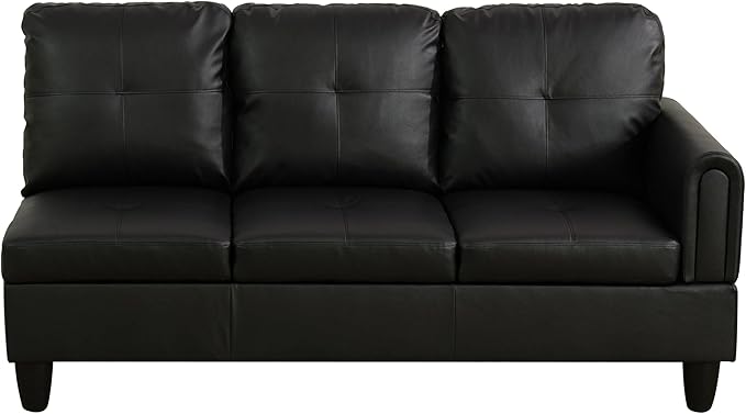 NicBex Sectional Couch 3 Pieces Sofa Set with Right Chaise Faux Leather L Shaped Cloud Couch for Living Room Furniture Sets with Storage Ottoman, Modular Sofa for Living Room & Apartment, Black