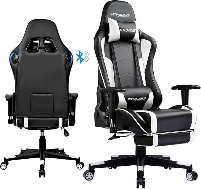 GTRACING Gaming Chair with Footrest Speakers Video Game Chair Bluetooth Music Heavy Duty Ergonomic Computer Office Desk Chair