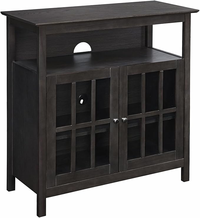 Convenience Concepts Big Sur Highboy TV Stand 36" - Modern Entertainment Center For TVs up to 40", Storage Cabinet for Dining, Living Room, & Entryway, Console Hall Table with Shelves, Weathered Gray