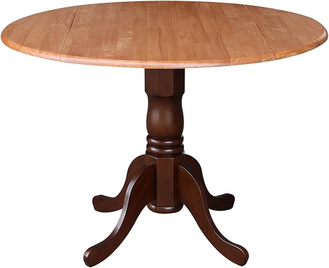 International Concepts Round Dual Drop Leaf Ped Table, Cinnamon/Espresso, 42-Inch