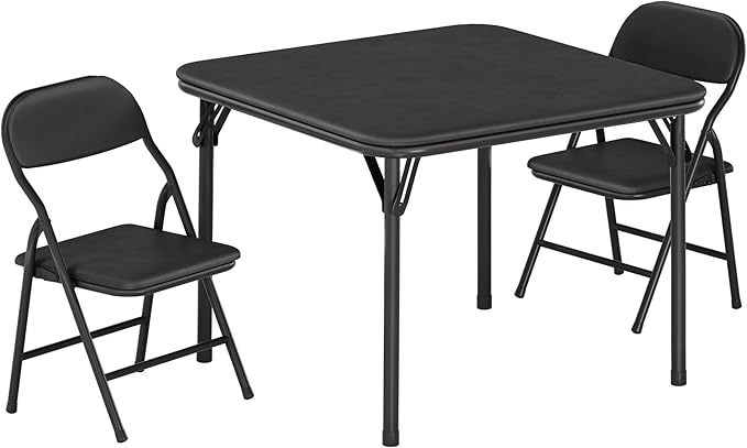 GarveeHome 3-Piece Kids Folding Table and Chairs Set, Toddlers Children's Activity Table and Chairs Set for Dining Room,Daycare,Classrooms