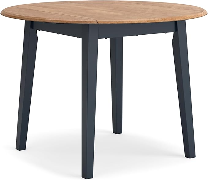 Signature Design by Ashley Gesthaven Modern Dining Drop Leaf Table with 4 Legs, Light Brown & Blue