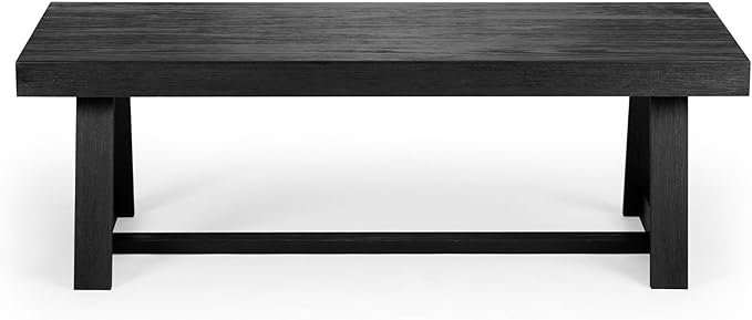 Plank+Beam Classic Rectangular Coffee Table, 48 Inch Farmhouse Coffee Table, Mini Center Tables for Small Spaces, Small Living Space Tea Table, Black Wirebrush