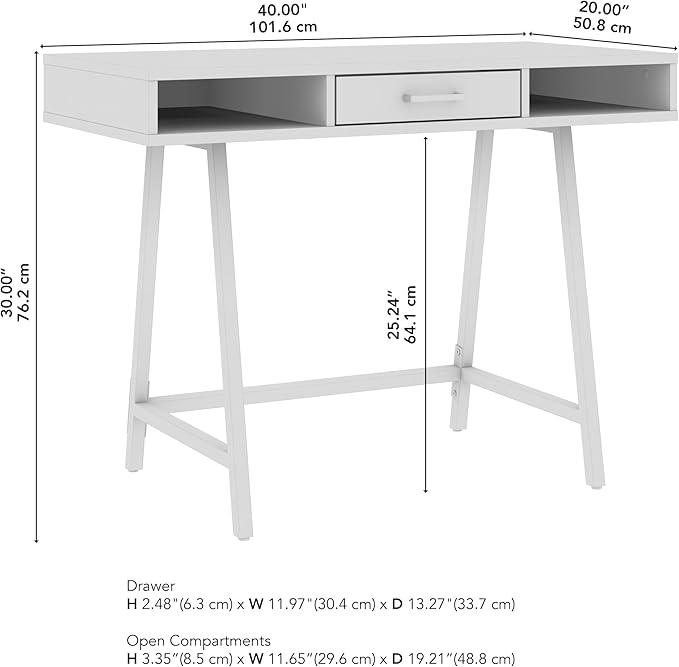 Bush Furniture Steele 40W Writing Desk in Dark Gray Hickory | Computer Table for Home Office Workspace