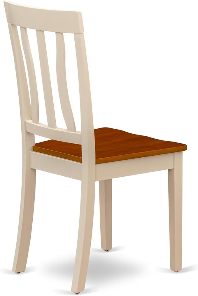 East West Furniture DLAN3-BMK-W 3 Piece Dinette Set for Small Spaces Contains a Round Dining Table with Dropleaf and 2 Kitchen Dining Chairs, 42x42 Inch, Buttermilk & Cherry