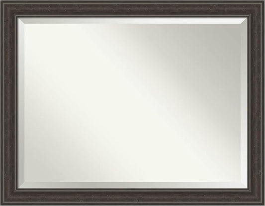 Amanti Art Brown Wall Mirror 36x46 Shipwreck Greywash Rectangle Bathroom Mirror for Wall Decor Living Room, X-Large Traditional Frame, Hangs Horizonally and Vertically, Bathroom Decor, Beveled Edge
