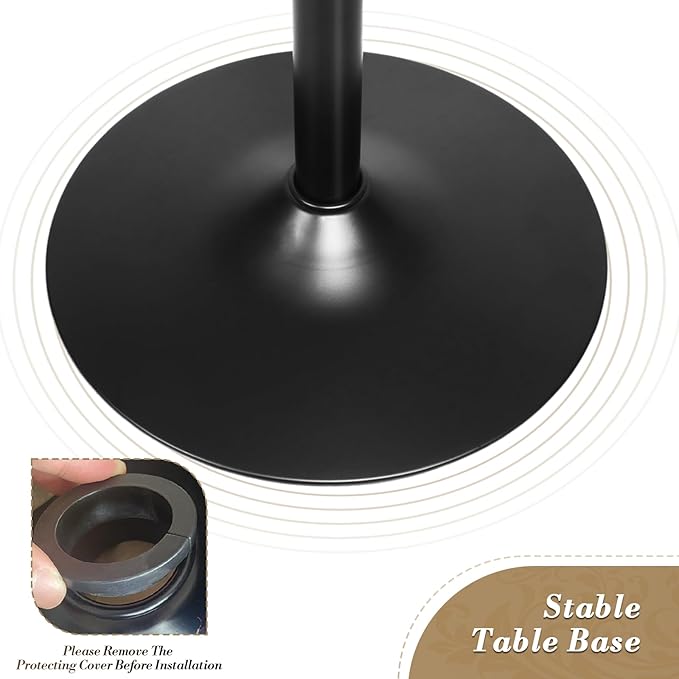 Athena Collection Modern Bar Table Round Top Height Adjustable, Tall Bistro Pub Cocktail Table Height Top and Sturdy Base, Suitable for Home Kitchen Pub Restaurant Outdoor, Yellow