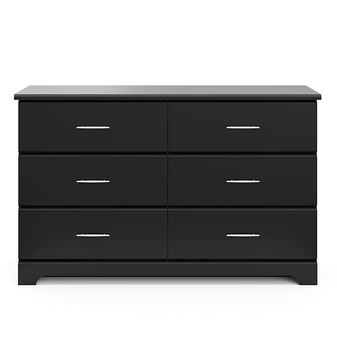 Storkcraft Brookside 6-Drawer Dresser (Black) – GREENGUARD Gold Certified, Nursery & Kids Storage, Nursery Essentials, Kids Room Storage, Durable Bedroom Dresser