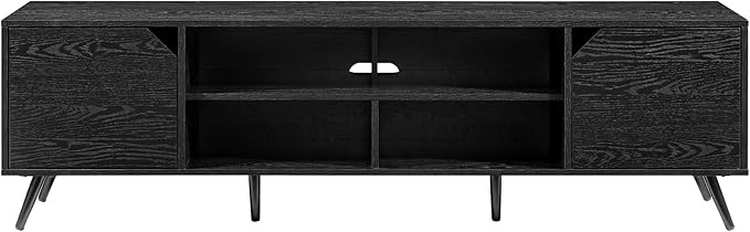 Walker Edison Nora Modern Minimal Open-Shelf TV Stand for TVs up to 80 Inches, 70 Inch, Black