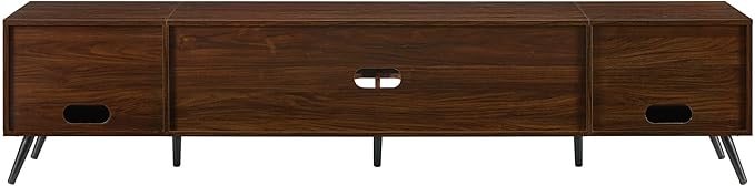 Walker Edison Nora Modern Minimal Open-Shelf TV Stand for TVs up to 90 Inches, 80 Inch, Dark Walnut