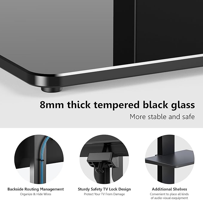 FITUEYES Swivel Floor TV Stand with Mount for TVs 37 43 50 55 60 65 70 75 Inch LCD LED Flat/Curved Screens Universal Swivel Televisions TV Mount Stand for Bedroom Living Room Black Tempered Glass Base