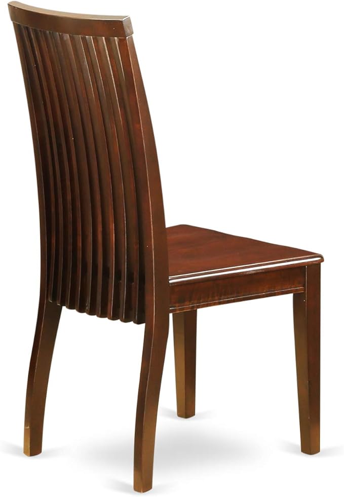 East West Furniture ESIP3-MAH-W 3 Piece Dining Table Set for Small Spaces Contains a Round Dining Room Table with Pedestal and 2 Wood Seat Chairs, 30x30 Inch, Mahogany