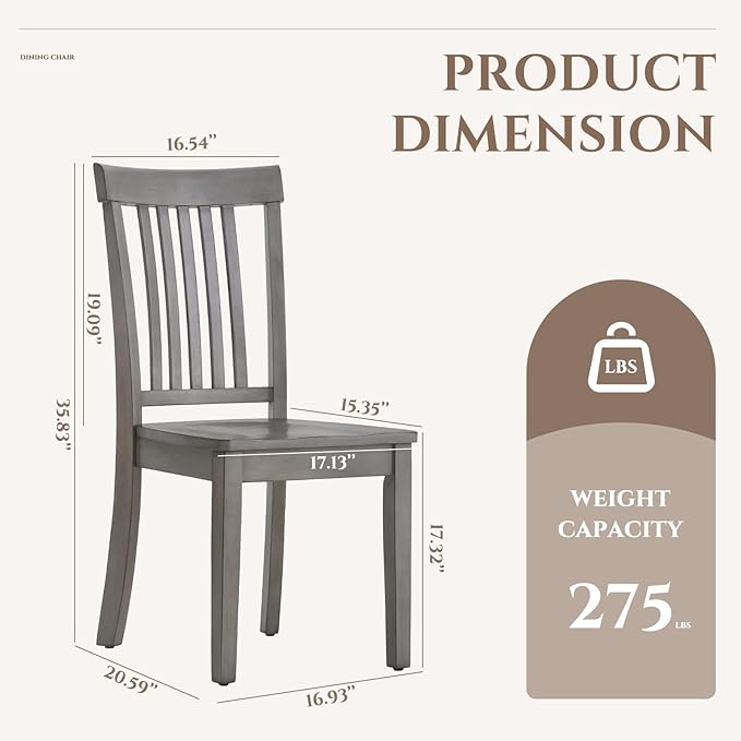COLAMY Wooden Dining Room Chairs Set of 4, Spindle High Back Windsor Kitchen Side Chair, Farmhouse Dining Chairs for Kitchen, Dining Room, Light Grey
